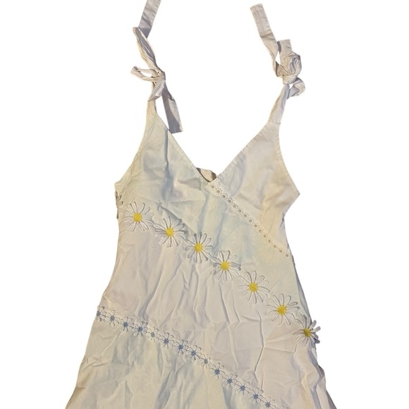 Solid and Striped White Floral Midi Dress Size XS - Picture 2 of 5